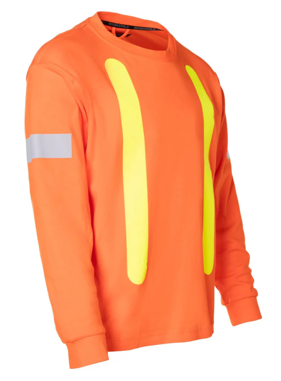 Forcefield Retro Safety Cotton Long Sleeve Tee With Reflective Arm Striping 022-RTROL