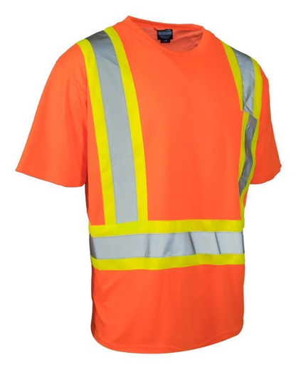 Forcefield Ultrasoft Hi Vis Crew Neck Short Sleeve Safety Tee Shirt with Chest Pocket 022-SXCBE