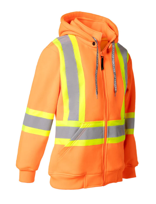 Forcefield Women's Hi Vis Safety Hoodie with Detachable Hood 024-WP844OR