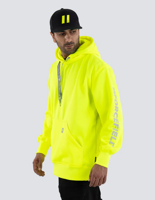 Forcefield Hi Vis Lime Pullover Forcefield Logo Sleeve Graphic Hoodie 024-P835LYNTFF