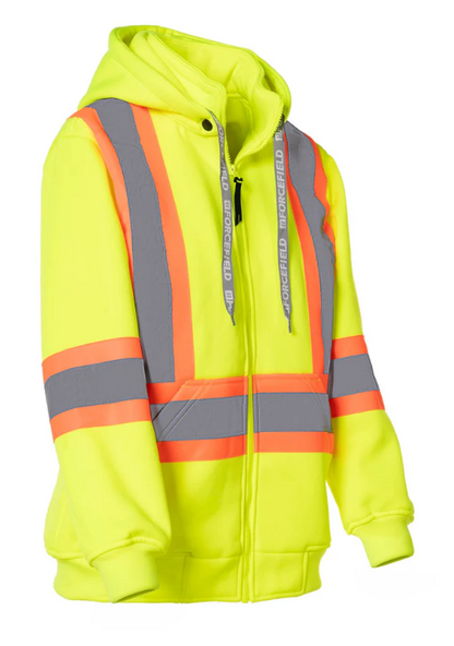 Forcefield Women's Hi Vis Lime Safety Hoodie with Detachable Hood 024-WP844LY