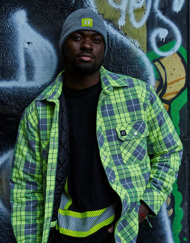 Forcefield Hi Vis Plaid Quilt-Lined Flannel Shirt Jacket 024-LC53QF-HV