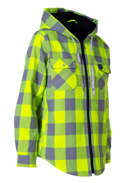 Forcefield Women's Hooded Sherpa-Lined Hi-Vis Buffalo Plaid Flannel Lined Jacket 024-WLC38QHSZ-HVBP