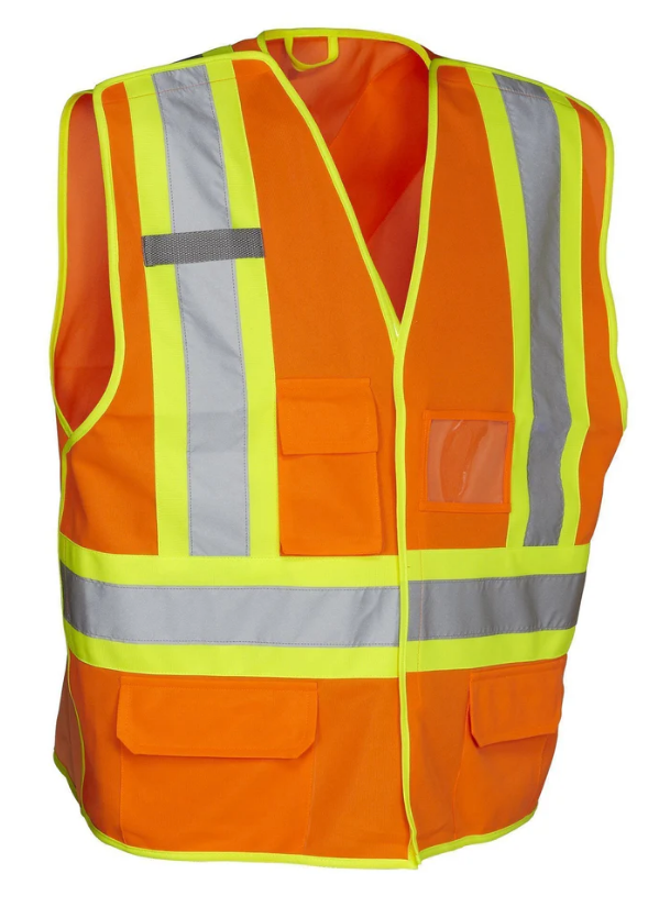 Forcefield 5-Point Tear-Away Hi Vis Traffic Safety Vest, Tricot Polyester, 3 Sizes 022-TV1