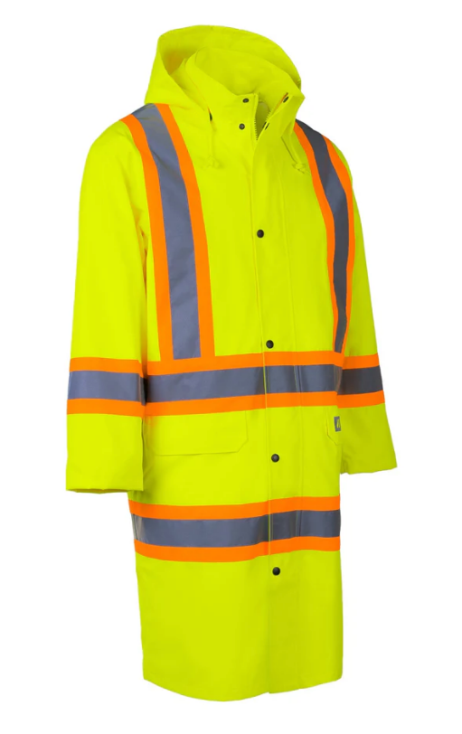 Forcefield Hi Vis WaterproofLong Rain Coat 023-EN605LY