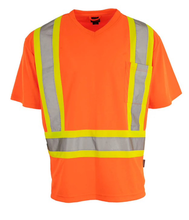Forcefield Hi Vis V-Neck Short Sleeve Safety Tee Shirt 022-BEPCSA