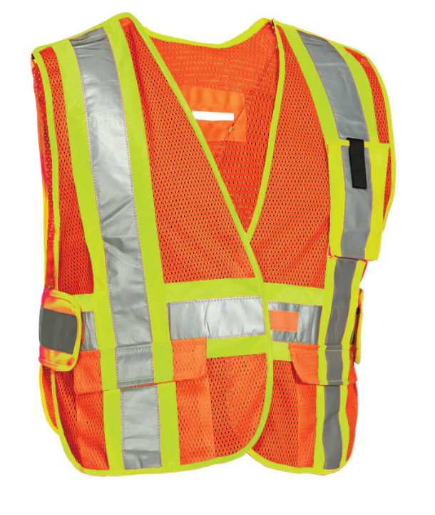 Forcefield 5-Point Tear-away Hi Vis Mesh Traffic Safety Vest, One-Size 022-TV3PKTA