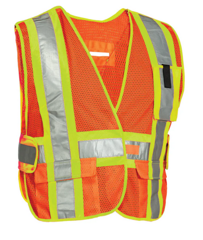 Forcefield 5-Point Tear-away Hi Vis Mesh Traffic Safety Vest, One-Size 022-TV3PKTA