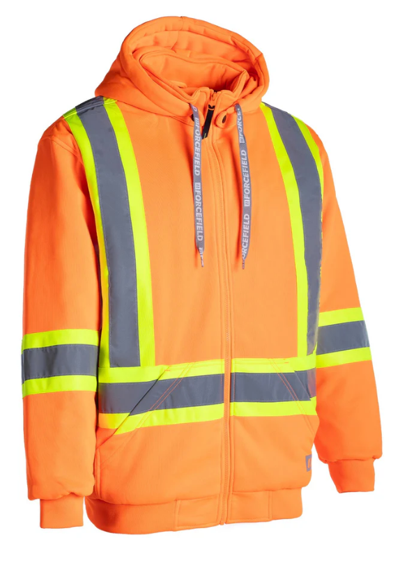 Forcefield Deluxe Hi Vis Safety Hoodie, Detachable Hood 024-P844