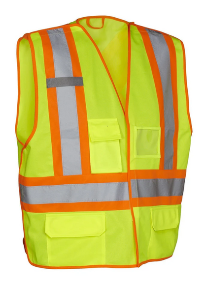 Forcefield 5-Point Tear-Away Hi Vis Traffic Safety Vest, Tricot Polyester, 3 Sizes 022-TV2