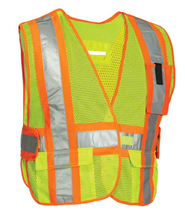 Forcefield 5-Point Tear-away Hi Vis Mesh Traffic Safety Vest, One-Size 022-TV4PKTA