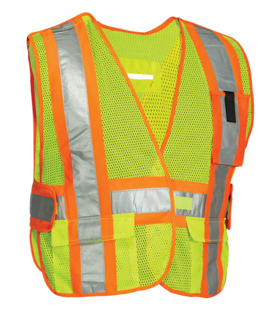 Forcefield 5-Point Tear-away Hi Vis Mesh Traffic Safety Vest, One-Size 022-TV4PKTA