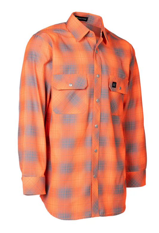 Forcefield Hi Vis Orange Shadow Plaid Unlined Flannel Shirt 024-LC43FS-SPORGY