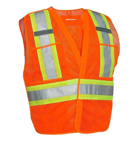 Forcefield 5-Point Tear-away Hi Vis Mesh Traffic Safety Vest, 3 Sizes 022-TV5PKTA