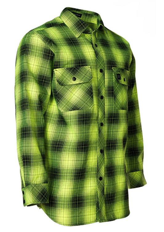 Forcefield Hi Vis Black Shadow Plaid Unlined Flannel Shirt 024-LC43FS-SPBK