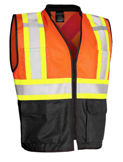 Forcefield Hi Vis Traffic Safety Vest with Zipper Front, Tricot Polyester 022-TV188