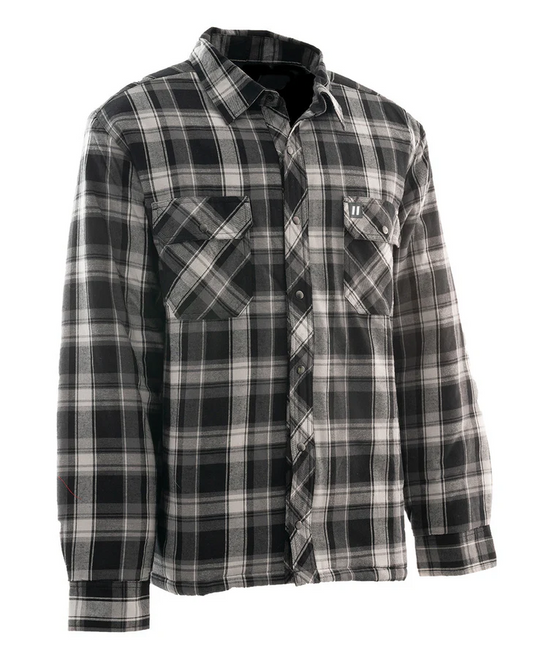 Forcefield Grey Plaid Quilt-Lined Flannel Shirt Jacket 024-LC53QF-BW