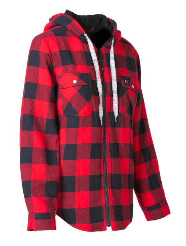 Forcefield Women's Hooded Sherpa-Lined Buffalo Plaid Flannel Shirt jacket 024-WLC38QHSZ