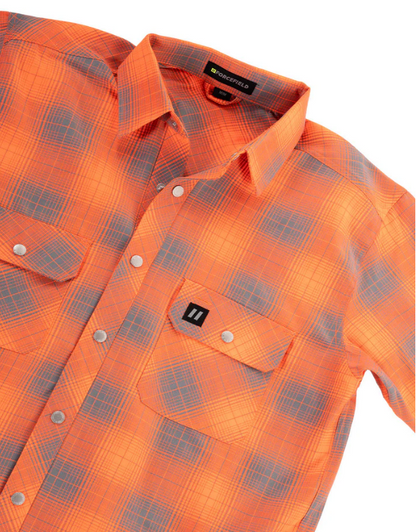Forcefield Hi Vis Orange Shadow Plaid Unlined Flannel Shirt 024-LC43FS-SPORGY
