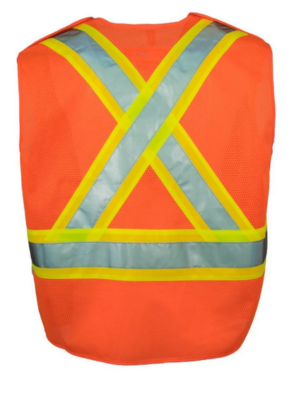 Forcefield 5-Point Tear-away Hi Vis Mesh Traffic Safety Vest, 3 Sizes 022-TV5PKTA
