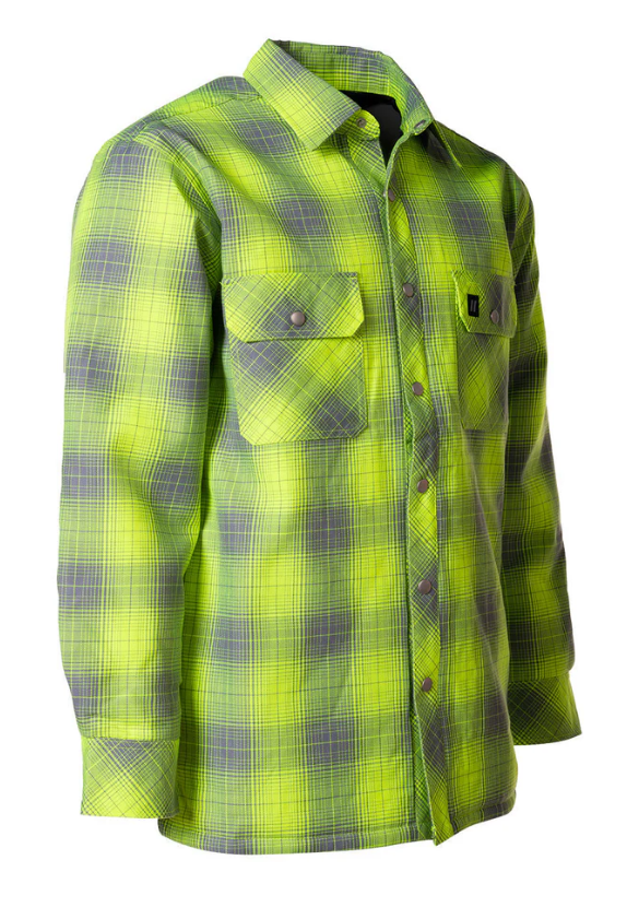 Forcefield Hi Vis Grey Shadow Plaid Quilted Flannel Shirt Jacket 024-LC53QF-SPGY