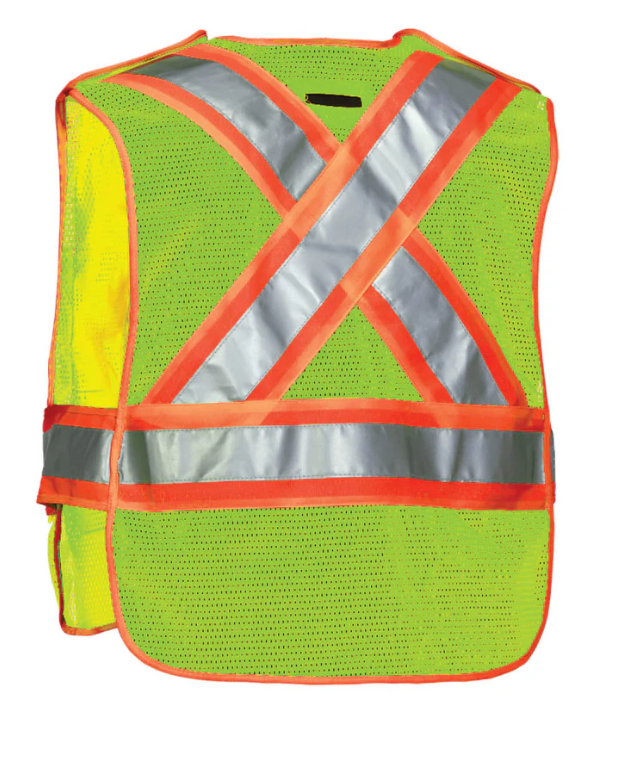 Forcefield 5-Point Tear-away Hi Vis Mesh Traffic Safety Vest, One-Size 022-TV4PKTA