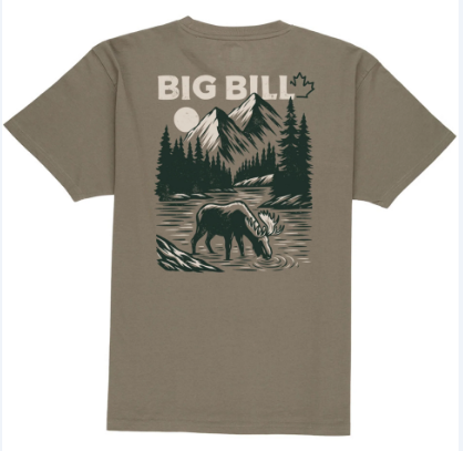 BIG BILL® Heavyweight Short-Sleeve Moose Graphic T-shirt - Military Green - O180