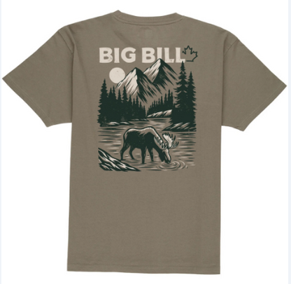 BIG BILL® Heavyweight Short-Sleeve Moose Graphic T-shirt - Military Green - O180