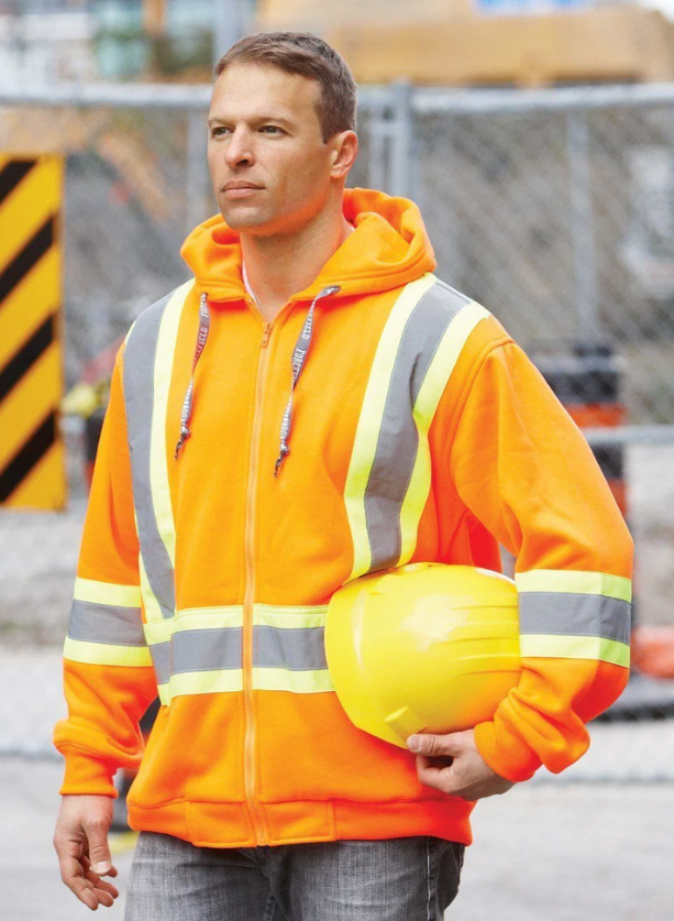 Forcefield Deluxe Hi Vis Safety Hoodie, Attached Hood 024-P834J