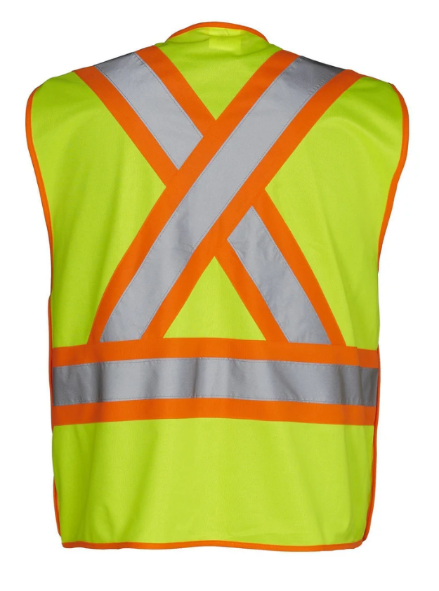 Forcefield 5-Point Tear-Away Hi Vis Traffic Safety Vest, Tricot Polyester, 3 Sizes 022-TV2