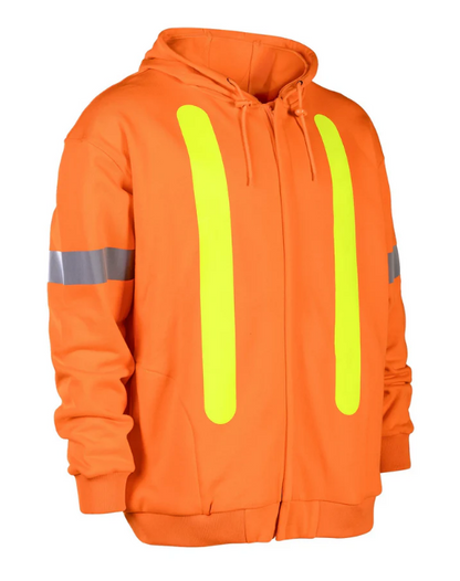 Forcefield Retro Safety Cotton Hoodie With Reflective Arm Striping 024-R835OR