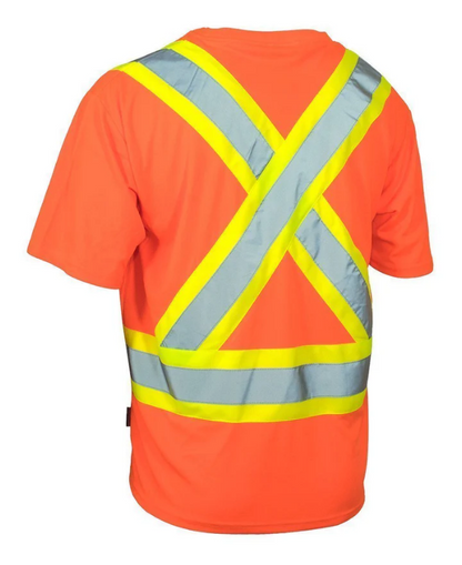 Forcefield Ultrasoft Hi Vis Crew Neck Short Sleeve Safety Tee Shirt with Chest Pocket 022-SXCBE