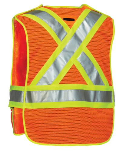 Forcefield 5-Point Tear-away Hi Vis Mesh Traffic Safety Vest, One-Size 022-TV3PKTA
