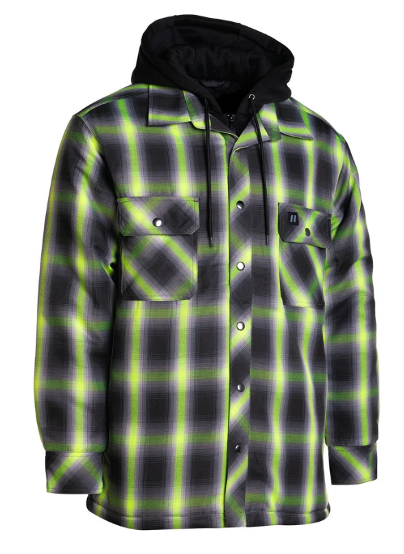 Forcefield Lime Ombre Plaid Hooded Quilt-lined Shirt Jacket 024-LC696QH-OMBKLY