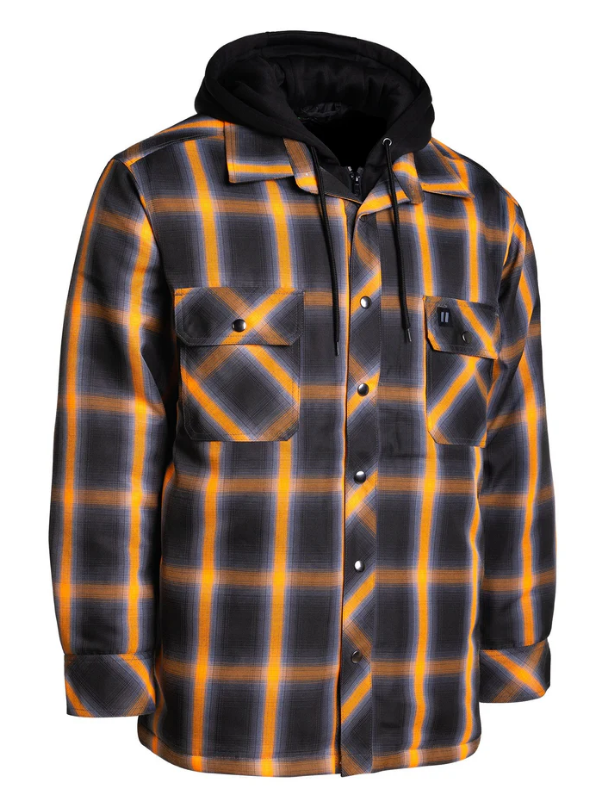 Forcefield Orange Ombre Plaid Hooded Quilt-lined Shirt Jacket 024-LC696QH-OMBKOR