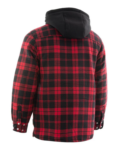 Forcefield Red Hooded Plaid Sherpa-lined Flannel Shirt Jacket 024-LC696QHSH-R