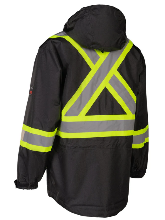 Forcefield Hi-Vis Black Flame-Resistant (FR) Ripstop Light Weight Jacket 024-FR705-LW-BK
