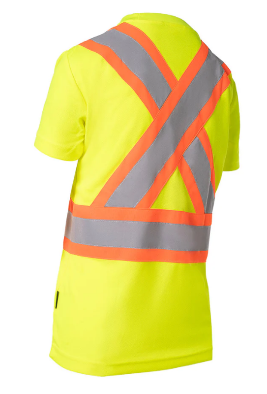 Forcefield Women's Hi Vis Crew Neck Short Sleeve Safety Tee Shirt with Chest Pocket 022-WCBECSALY