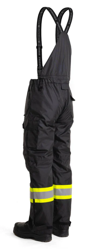 Forcefield Hi-Vis Flame-Resistant (FR) Ripstop Medium Weight Lined Bib Pants 024-FR235-MW-BK