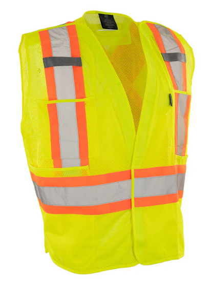Forcefield 5-Point Tear-away Hi Vis Mesh Traffic Safety Vest, 3 Sizes 022-TV6PKTA