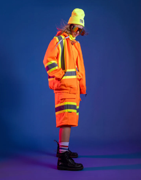 Forcefield Women's Hi Vis Safety Hoodie with Detachable Hood 024-WP844OR