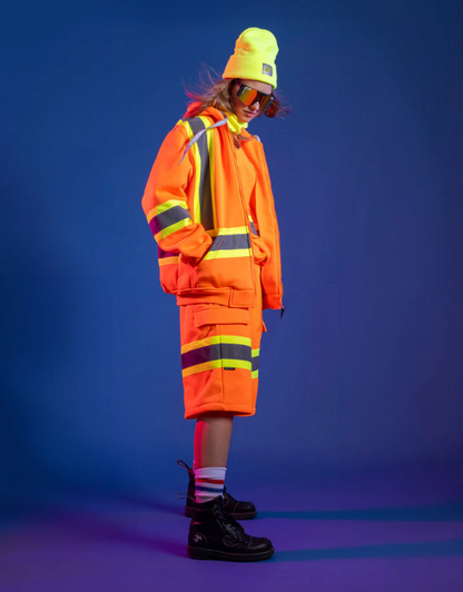 Forcefield Women's Hi Vis Safety Hoodie with Detachable Hood 024-WP844OR