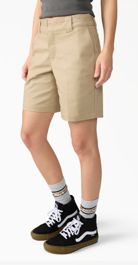 Dickies Women's Super Flex Flat Front Shorts, 9"