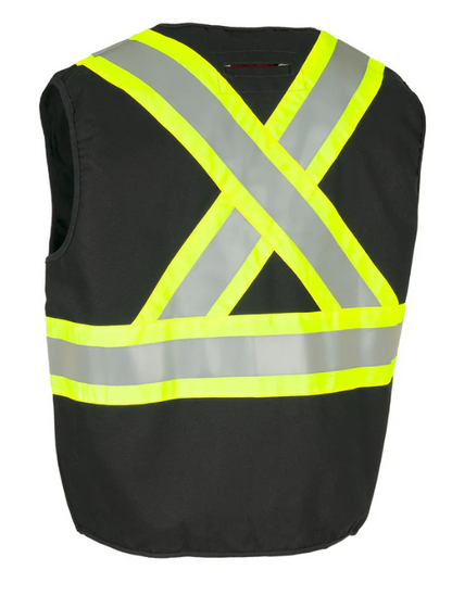 Forcefield Fire Resistant (FR) Cotton Duck Hi Vis Safety Vest 022-TVFR158BK
