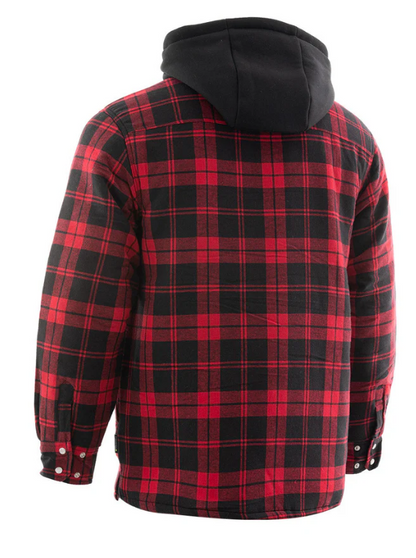 Forcefield Red Hooded Plaid Quilt-Lined Flannel Shirt Jacket 024-LC696QH-R