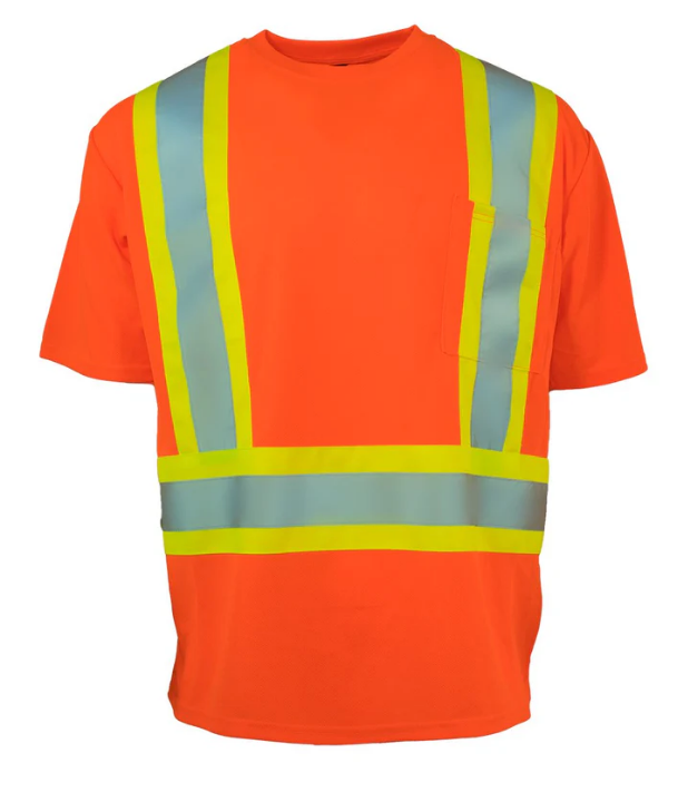 Forcefield Hi Vis Crew Neck Short Sleeve Safety Tee Shirt with Chest Pocket 022-CBECSA