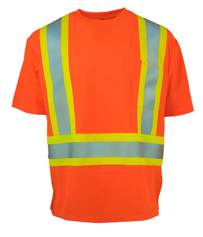 Forcefield Hi Vis Crew Neck Short Sleeve Safety Tee Shirt with Chest Pocket 022-CBECSA