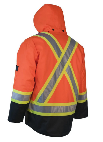 Forcefield 3-in-1 Hi Vis Winter Safety Parka with Removable Black Nylon Puff Jacket 024-EN788