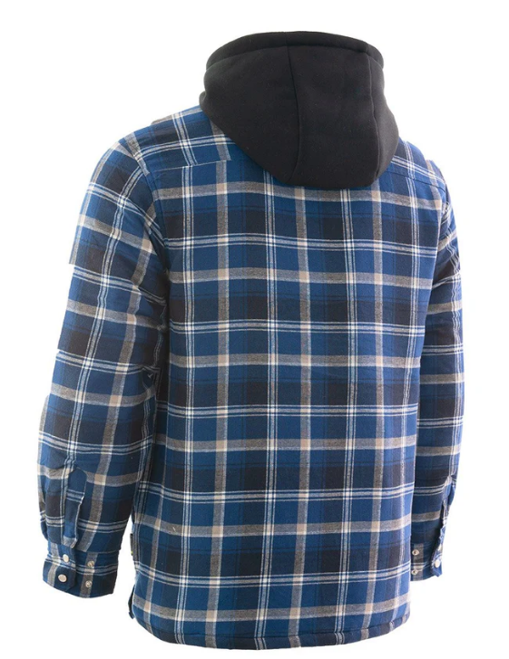 Forcefield Blue Hooded Sherpa-Lined Flannel Shirt Jacket 024-LC696QHSH-BU