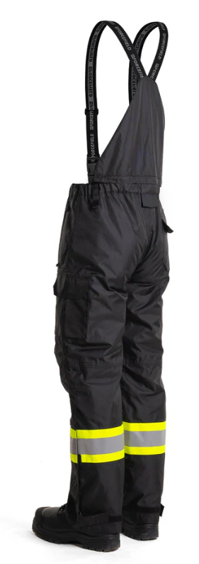 Forcefield Hi-Vis Flame-Resistant (FR) Ripstop Medium Weight Lined Bib Pants 024-FR235-MW-BK